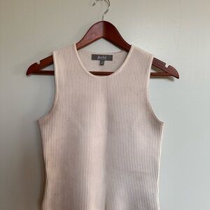 Marled White Ribbed Tank Top
